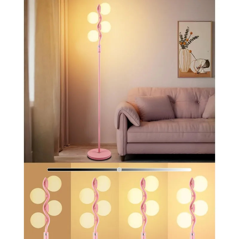 60IN Dimmable Floor Lamp, Mid Century Standing Lamps with 3 Globe Soft Warm White