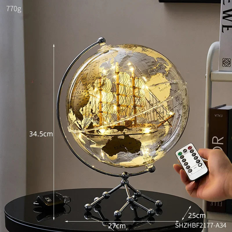 Vintage Home Decoration School Geography Teaching Supplies with Lights (Transparent Balls) Gifts