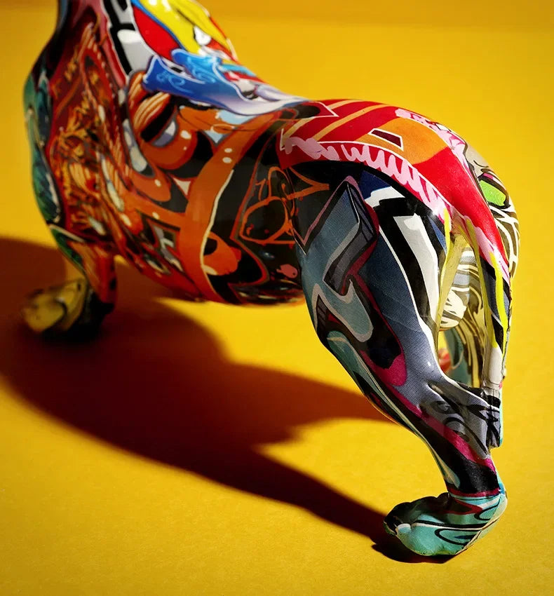 Creative Home Modern Painted Colorful Dachshund Dog Decor Perfect for all rooms