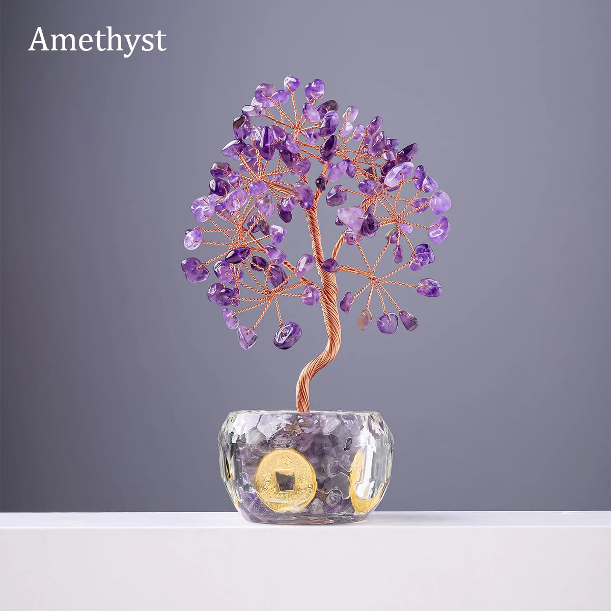 Natural Crystal Crushed Stone Tree of Life Fortune Tree Decor Ornament