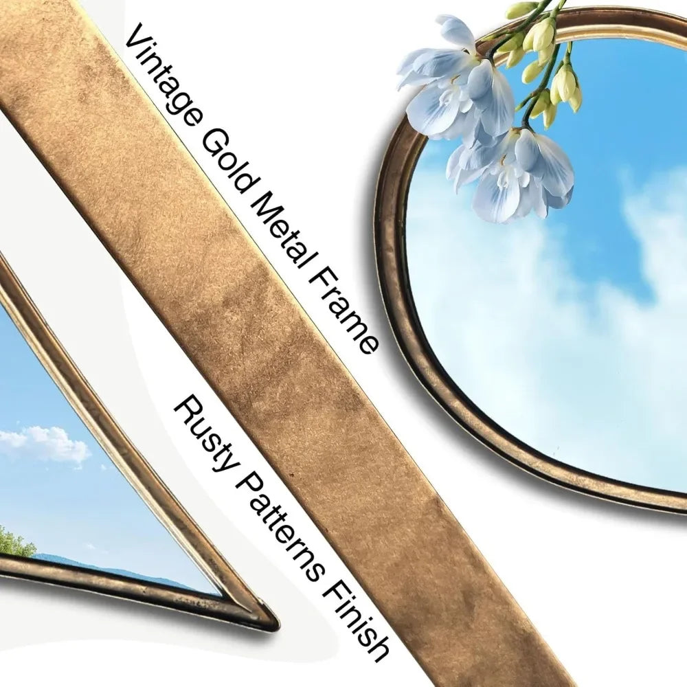 Mirrors Wall Mounted Teardrop Shape Metal Frame for All Rooms