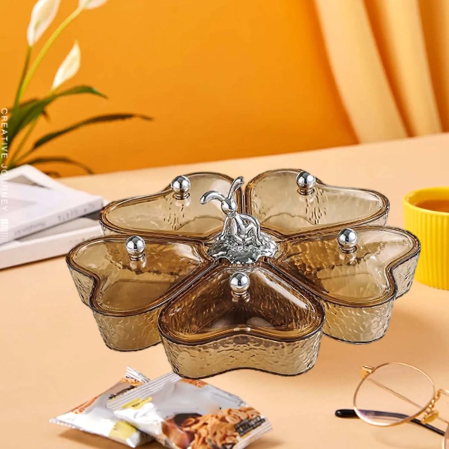 Divided Serving Tray Plate Organizer Nut Candy Veggie Tray Rotating Snack Platter for gatherings