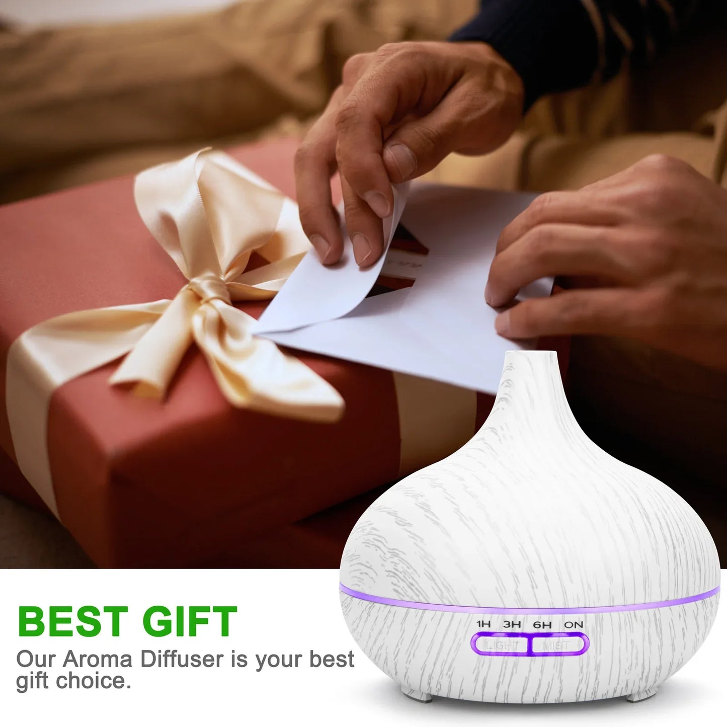 Essential Oil Aroma Diffuser with 6-Bottle 10ml Oil Set, Lavender/ Jasmine/ Rose/ Lemon/ Ocean - Great for Home, Office