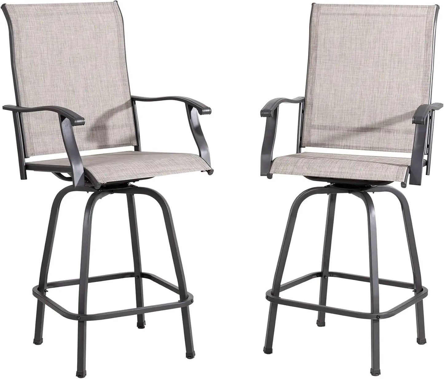 Patio Swivel Bar Chairs Weather Padded Sling Textile High Top Bar Stools, Bistro Set