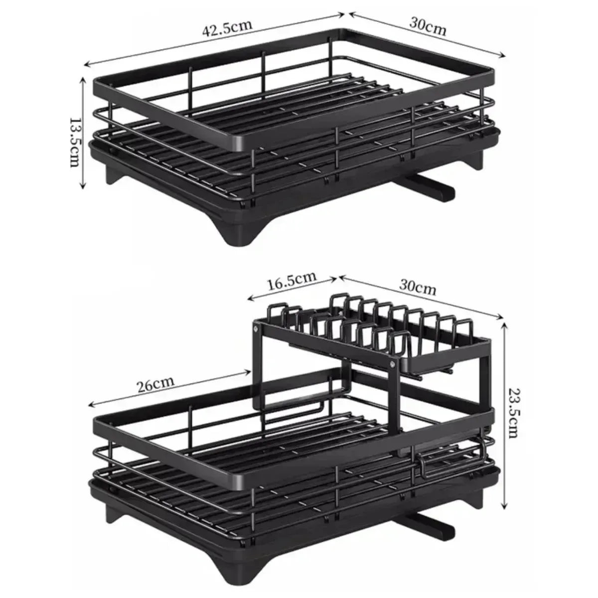 Dish Drying Rack Adjustable Kitchen Plates with Drainboard Over Sink Countertop Cutlery Storage Holder
