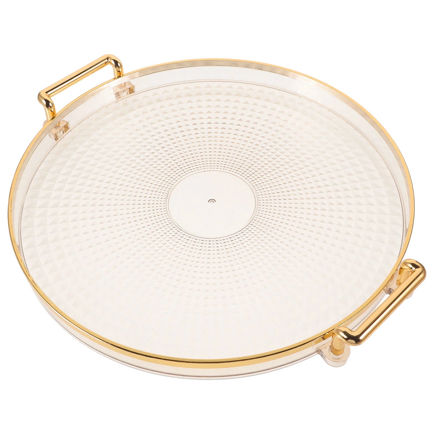 Serving Trays Handles Plastic Fruit Plate Snack Dessert Pastry Plate Gold Trim Appetizer for Parties