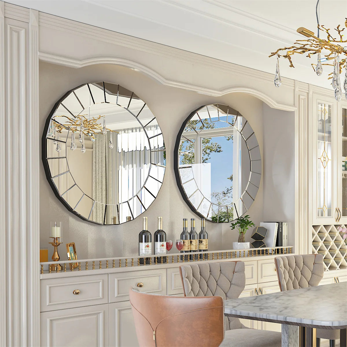Large Round Mirror for Wall Antique Venetian Ornate Perfect for all Rooms