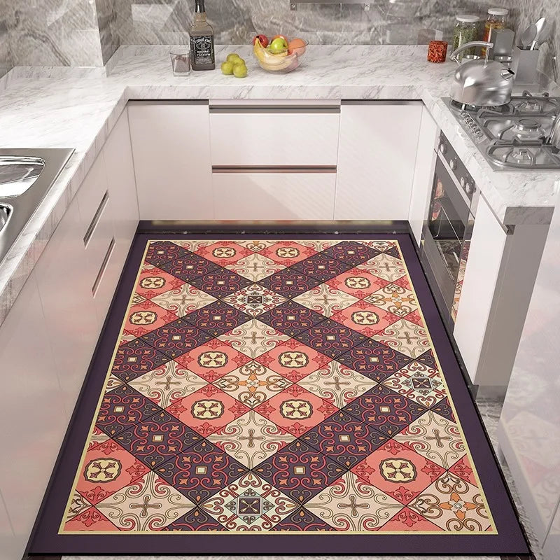 Kitchen Carpet Non-slip Rugs Waterproof Floor Mat Anti-fatigue Leather Area Rug Oil-proof Easy To Clean Alfombras De Cocina