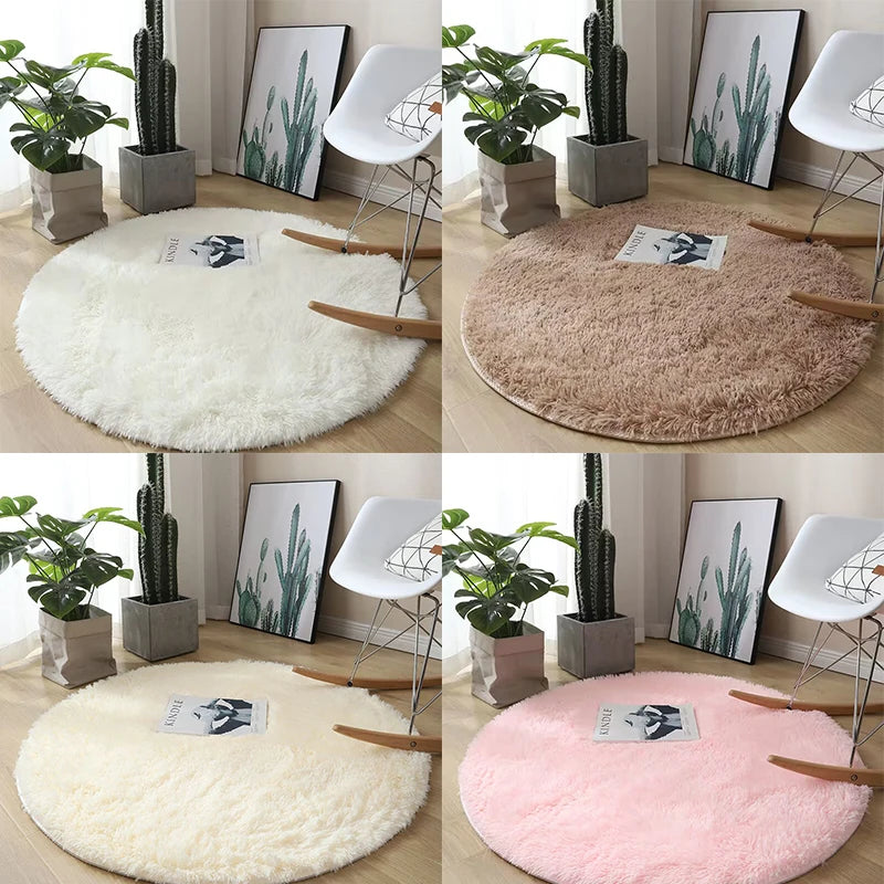 Plush round carpet for Any Room Decoration fluffy multi colored carpet non-slip
