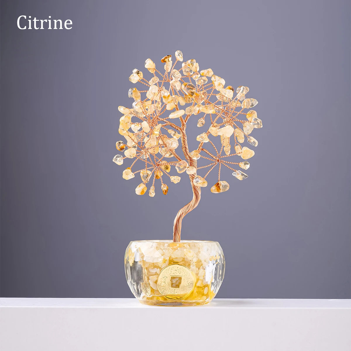 Natural Crystal Crushed Stone Tree of Life Fortune Tree Decor Ornament