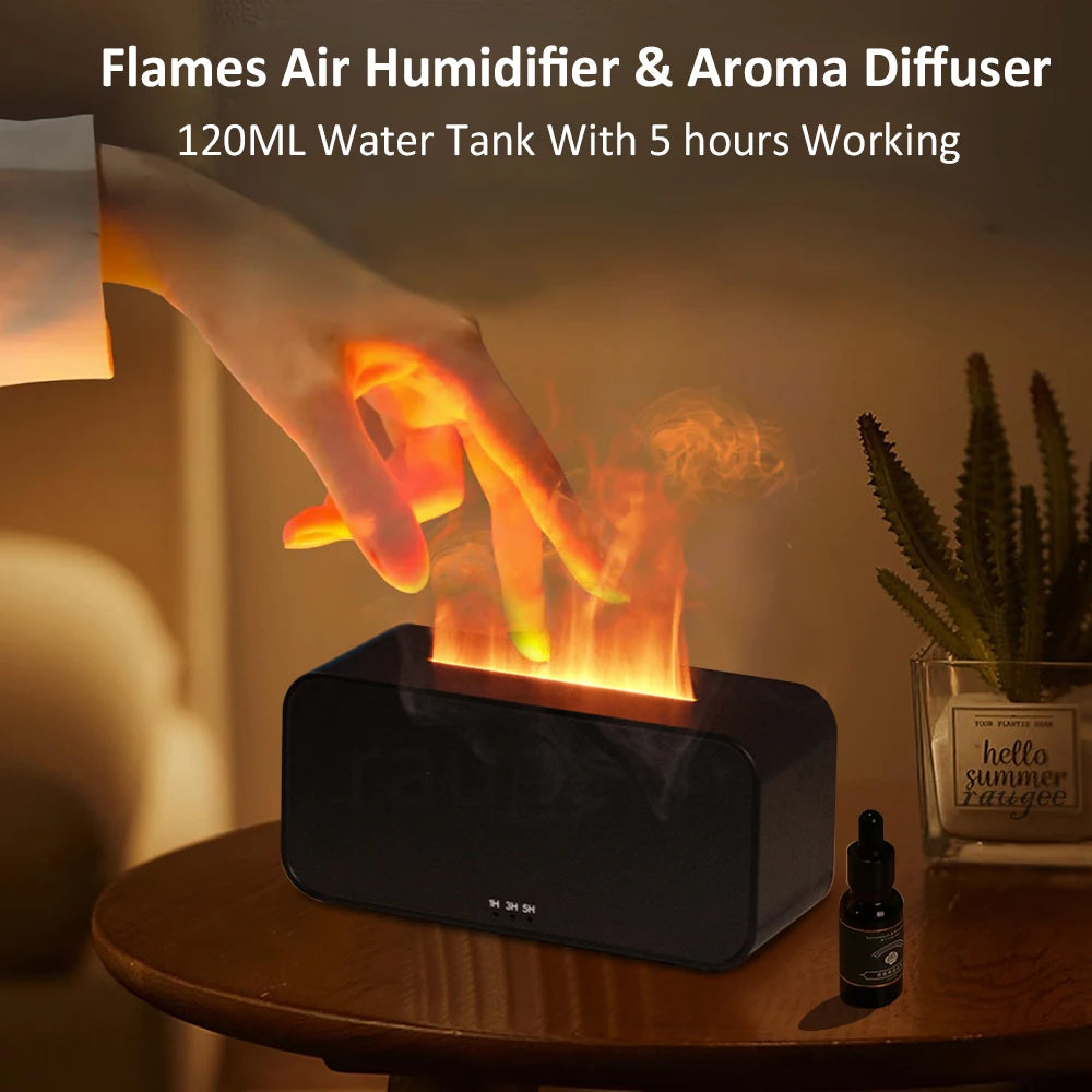 Air Humidifier Diffuser Essential Oils Mini Flame Fragrance Home  With LED Light