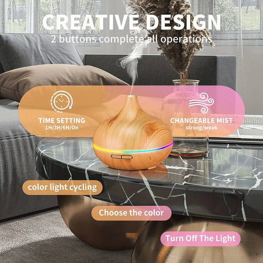 Essential Oil Aroma Diffuser with 6-Bottle 10ml Oil Set, Lavender/ Jasmine/ Rose/ Lemon/ Ocean - Great for Home, Office