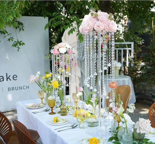 2/10 Pcs Centerpieces Decoration Flower Vase, Flower Stands Elegant Crystal Stand Tables Decor
