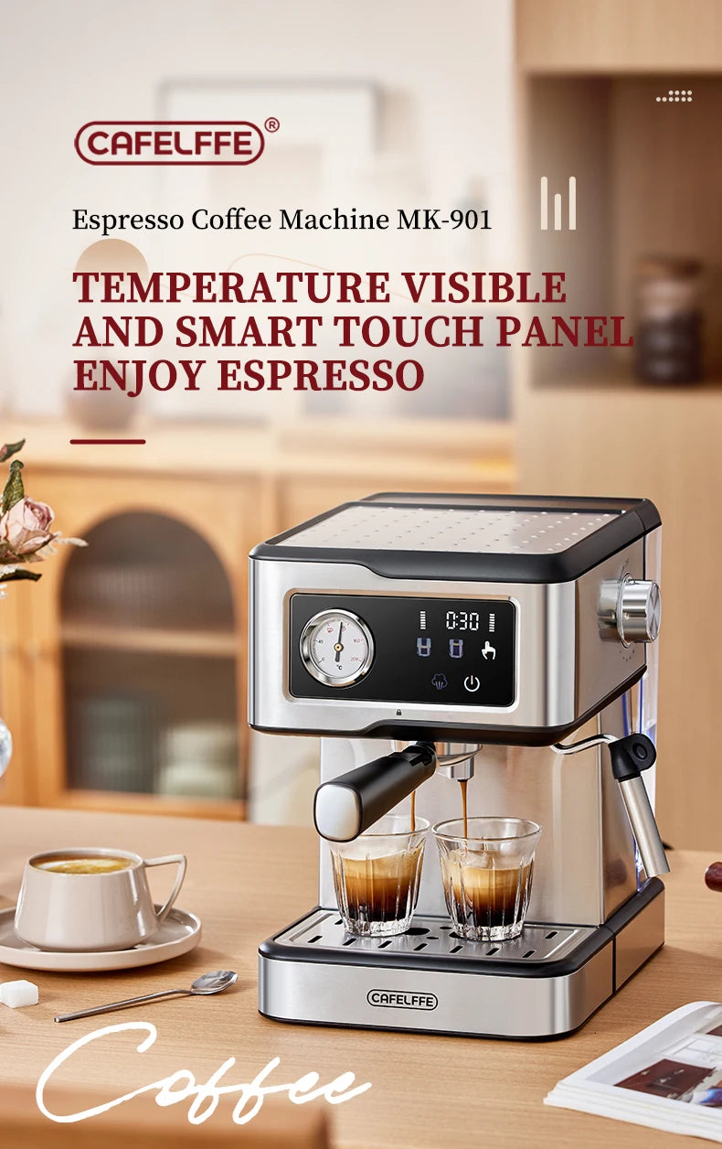 Espresso Machine Cappuccino Maker with Milk Frothing Steam Wand, Semi-Automatic