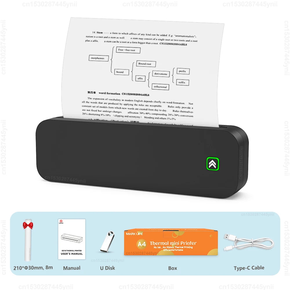 Inkless A4 Portable Thermal Printer Wireless Tattoo Stencil Printer Bluetooth PDF Photo Document Machine Memo Note Tattoo Print