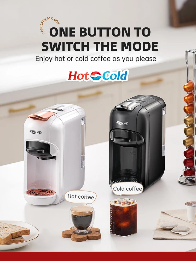 5 in 1 Capsule Coffee Machine Fit Dolce gusto Nespresso Capsule ESE Pod Ground Coffee K-cup 19Bar Hot/Cold