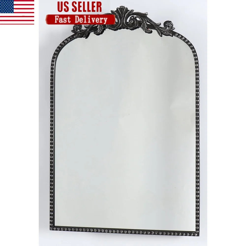 Arch Metal Wall Mirror Black Decor Accent Home Living 20x30 Inch Elegant Design
