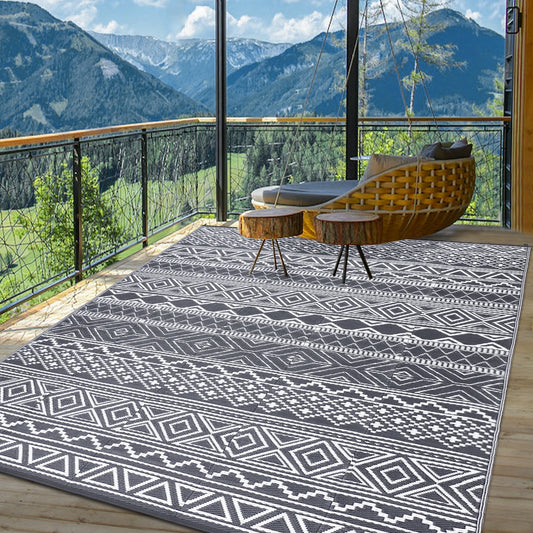 Outdoor Rug 5x8 Waterproof Reversible Patio Rug RV Boho Rug for Camper Porch Balcony Backyard Picnic