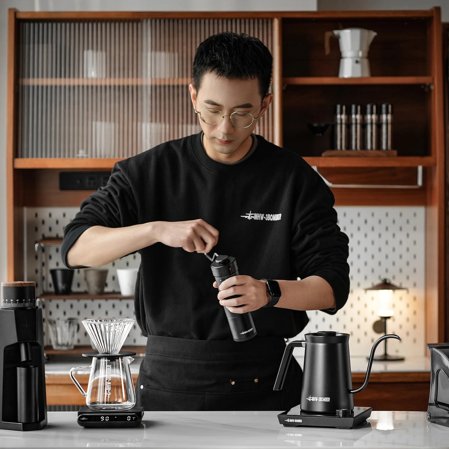 Manual Coffee Grinder for Espresso Pour Over Coffee Stainless Steel Conical Burr Adjustable Setting Barista Tools