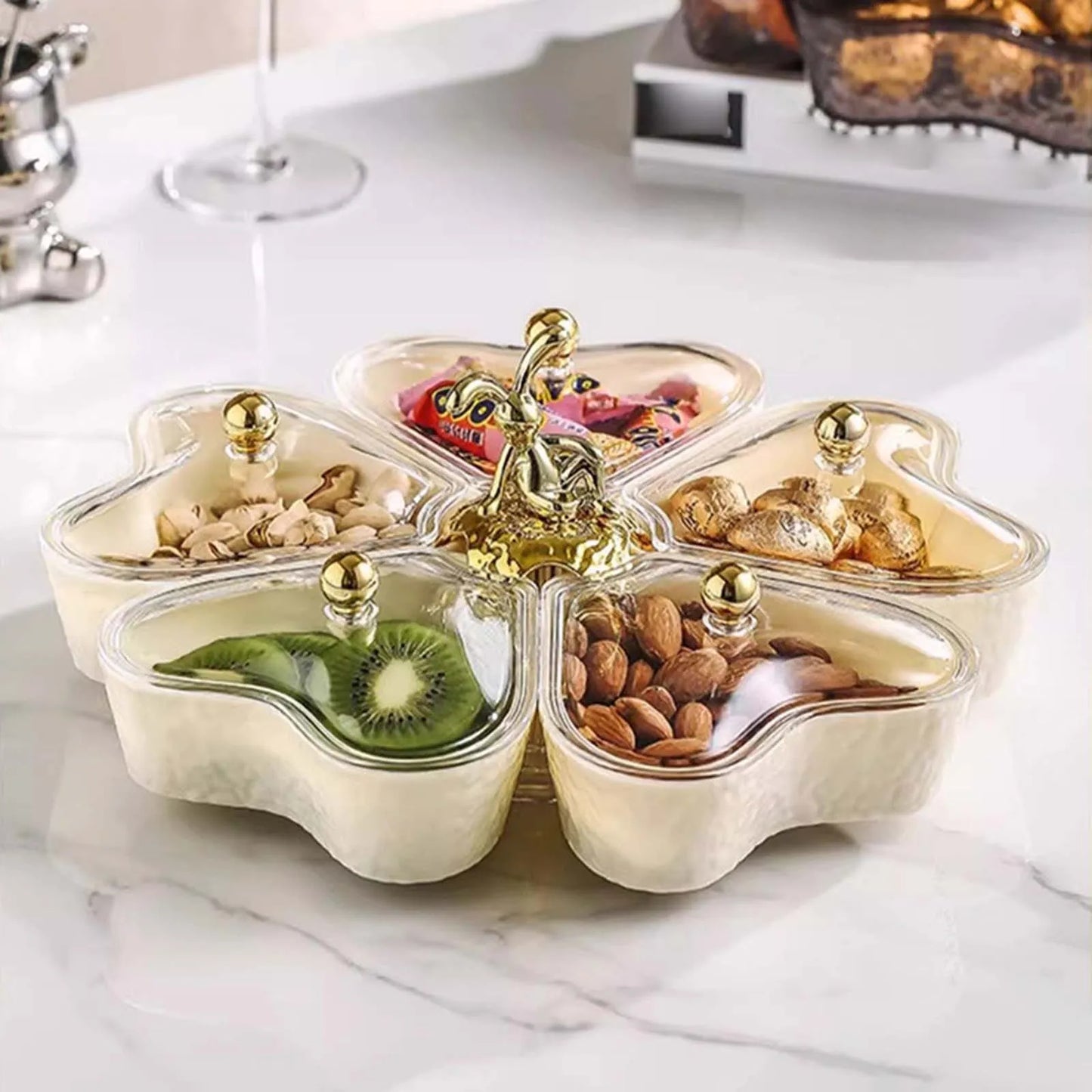 Divided Serving Tray Plate Organizer Nut Candy Veggie Tray Rotating Snack Platter for gatherings