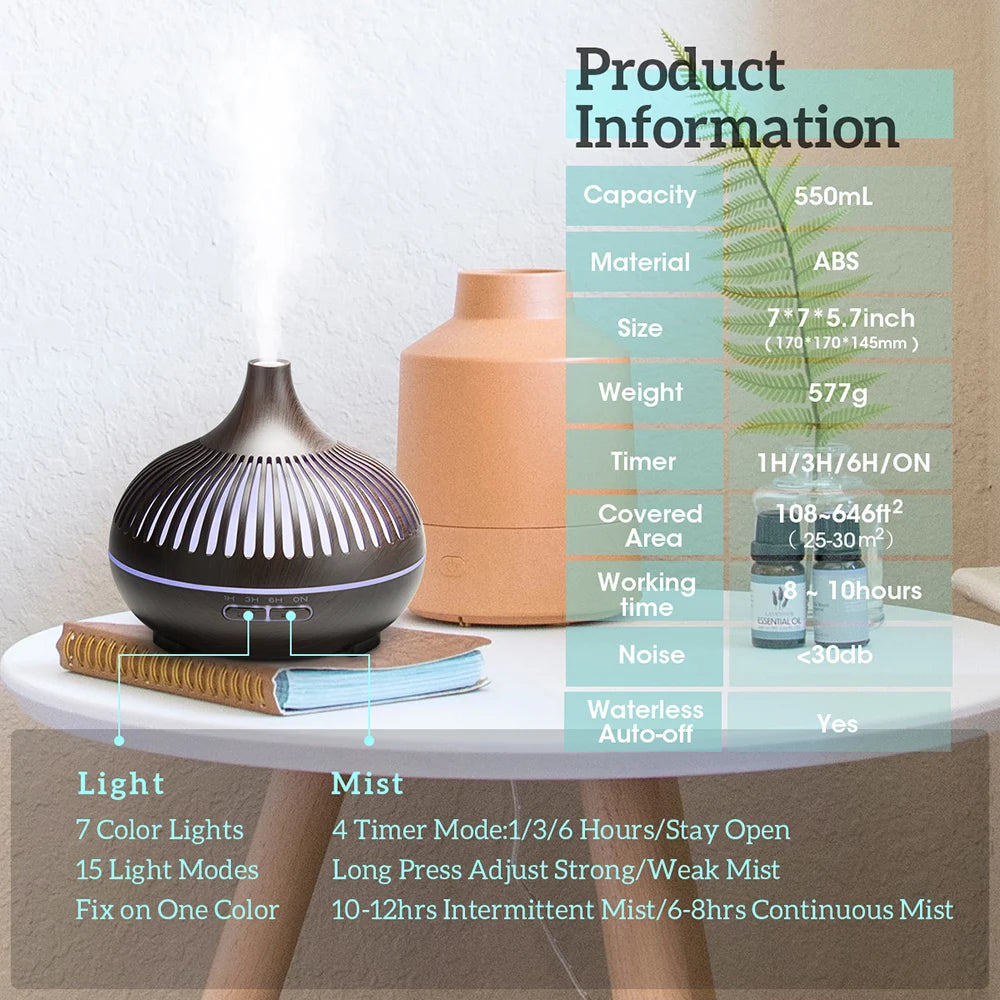 Humidifier Essential Oil Diffuser With Lights Remote Control