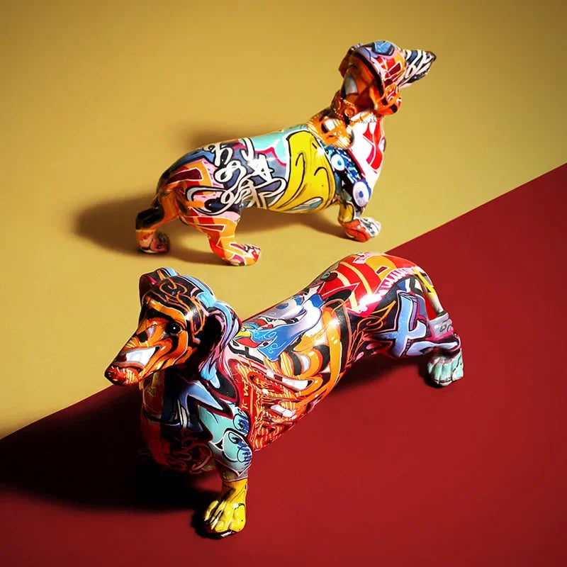 Creative Home Modern Painted Colorful Dachshund Dog Decor Perfect for all rooms