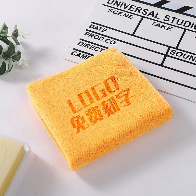 10PCS 35x75cm Custom LOGO Towels Free Laser Embossing Lettering Microfiber Beauty Salon Private Customization
