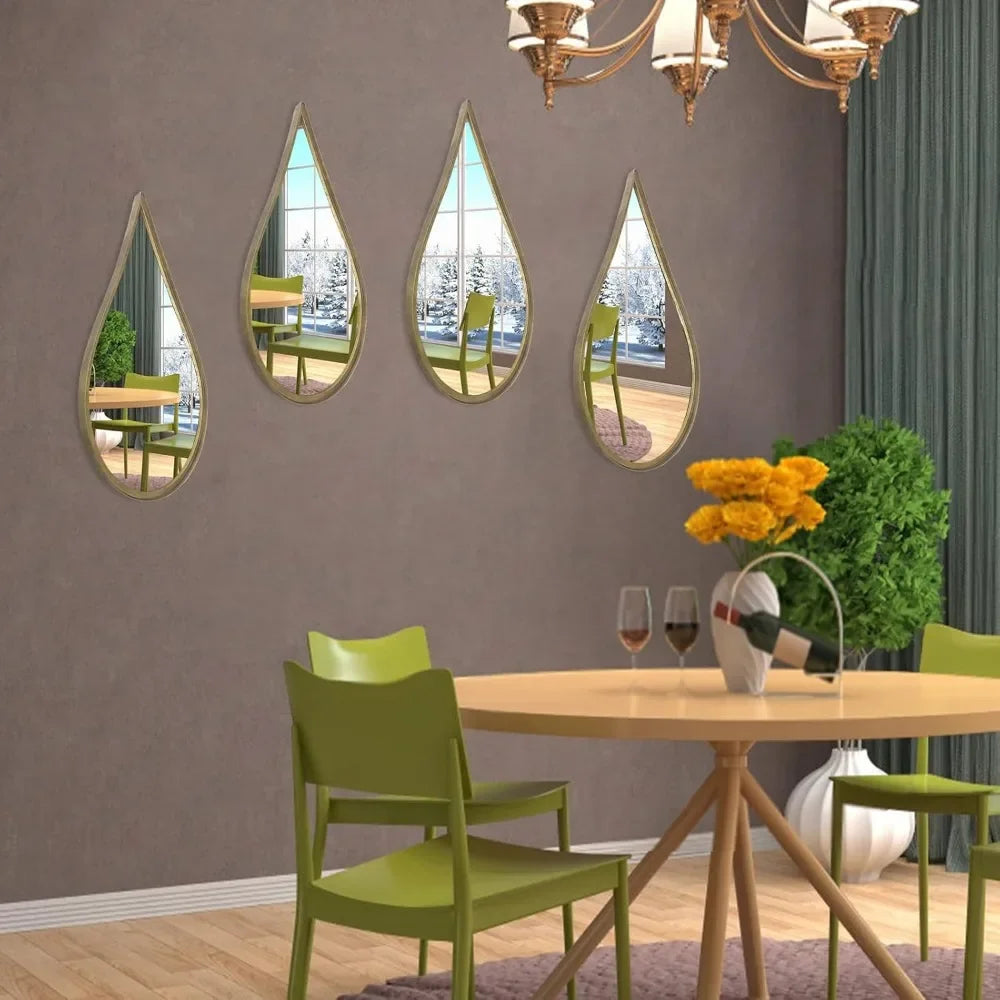 Mirrors Wall Mounted Teardrop Shape Metal Frame for All Rooms
