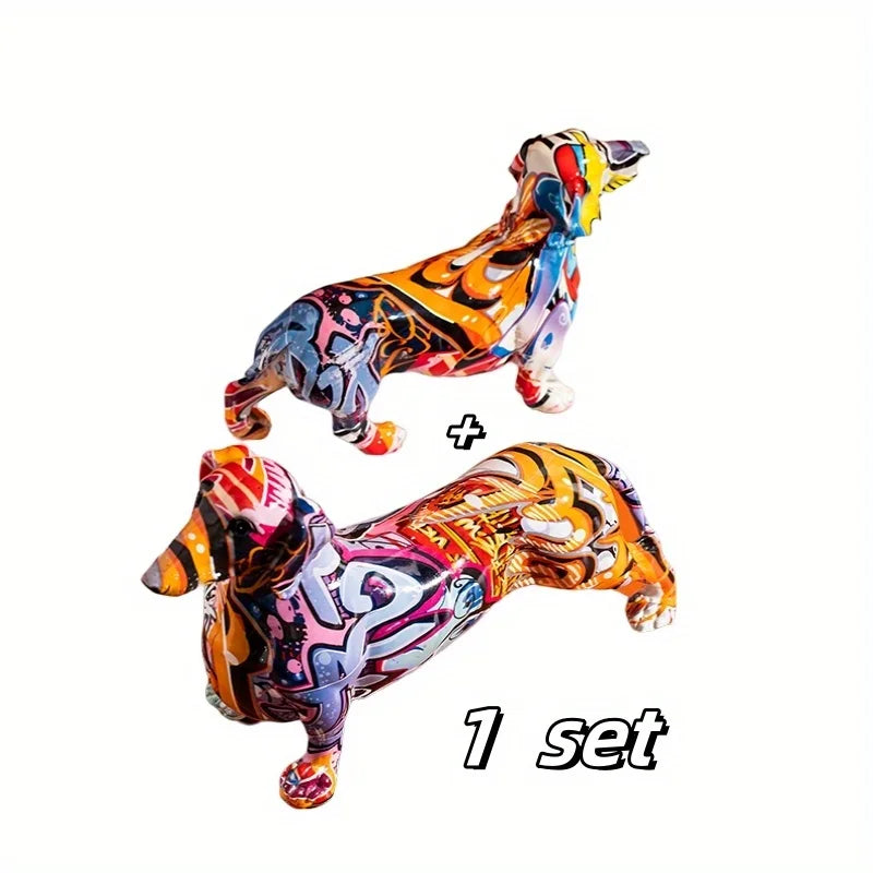 Creative Home Modern Painted Colorful Dachshund Dog Decor Perfect for all rooms