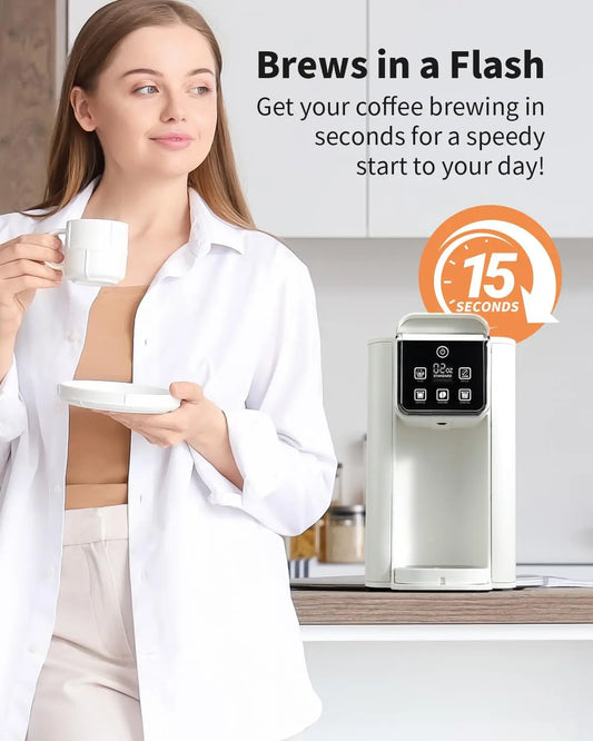 Maker for K Cup 6-14 Oz 50 Oz Removable Water Tank, One Cup Coffee Machine with Reusable Filter
