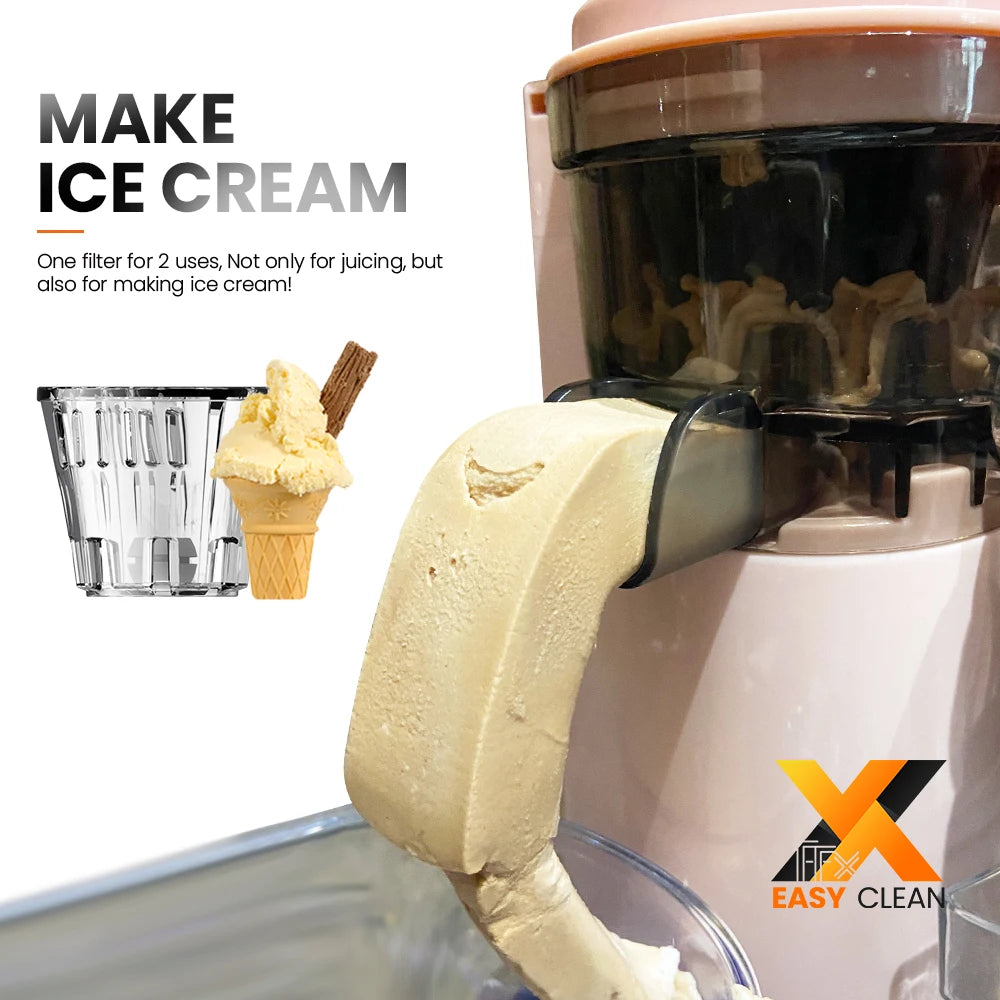 Slow Juicer Electric Juice Extractor Fruit Juice Maker Blender Easy Clean Can Make Ice Cream Mini-Pro