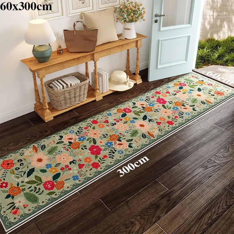 Hallway Carpet Runway Rug Machine Washable Non-slip Floor Mat Spring Flower Home Decoration Rugs for Living Room