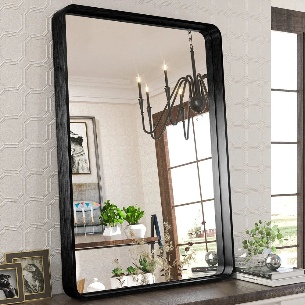 GIANNA Mirror 40"x 30" Wall Mirror Vanity Mirror with Rectangular Metal Frame Black