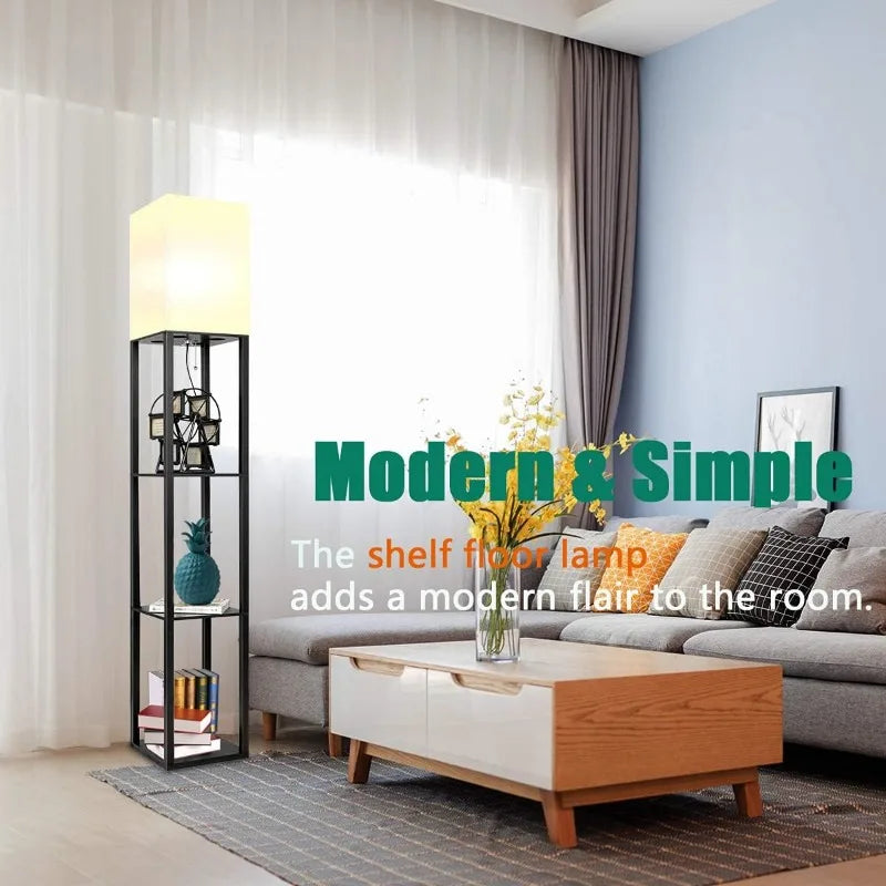 Floor Lamp with Shelves, Moderns shelves and Lamp with 3 CCT LED Bulb and Shade