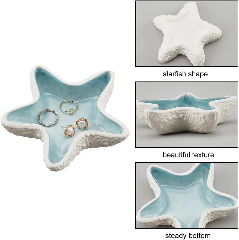Jewelry Dish Tray Ceramic Dish Ring Holder Trinket Candy Bowl for Home Decor