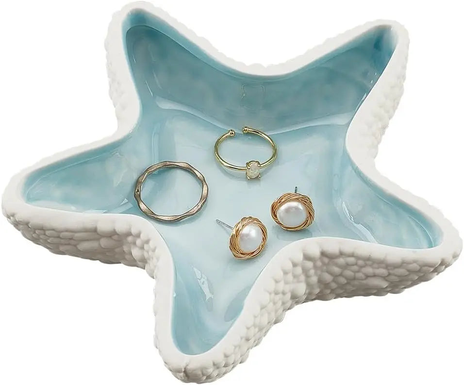 Jewelry Dish Tray Ceramic Dish Ring Holder Trinket Candy Bowl for Home Decor
