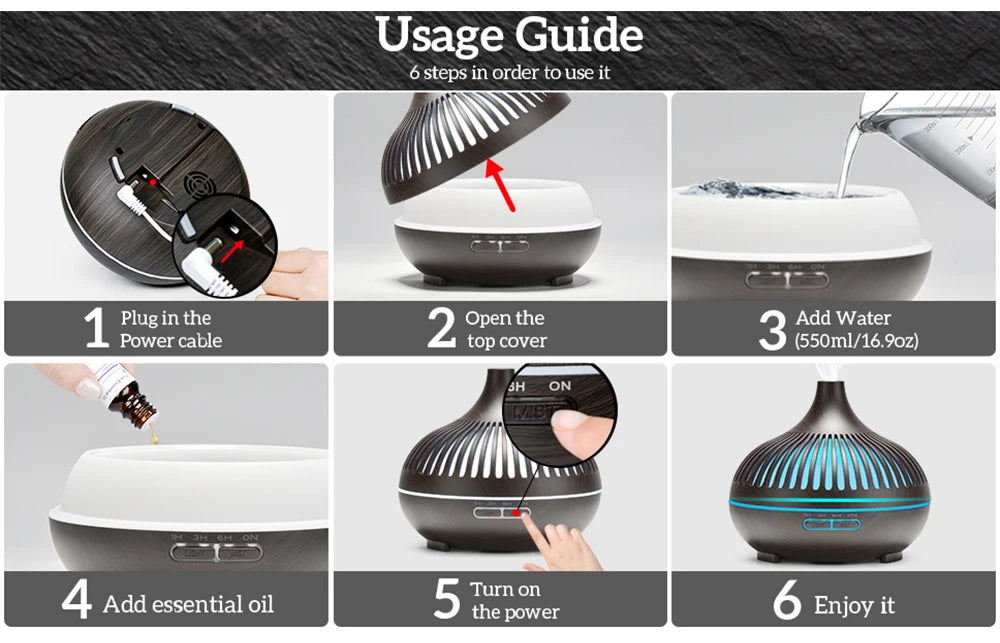 Humidifier Essential Oil Diffuser With Lights Remote Control