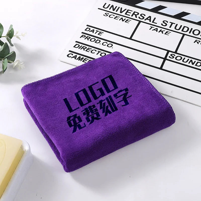 10PCS 35x75cm Custom LOGO Towels Free Laser Embossing Lettering Microfiber Beauty Salon Private Customization