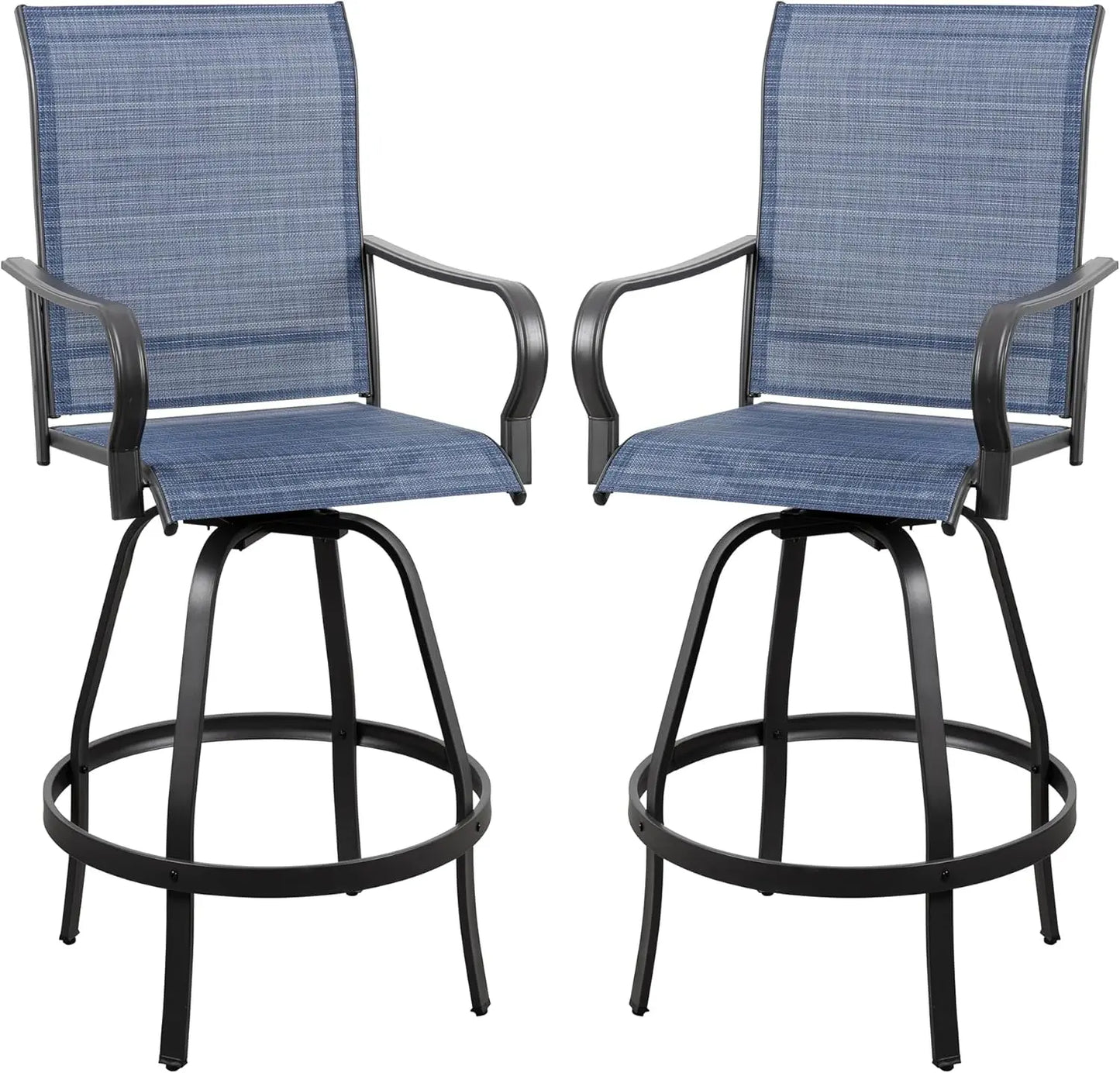 Patio Swivel Bar Chairs Weather Padded Sling Textile High Top Bar Stools, Bistro Set