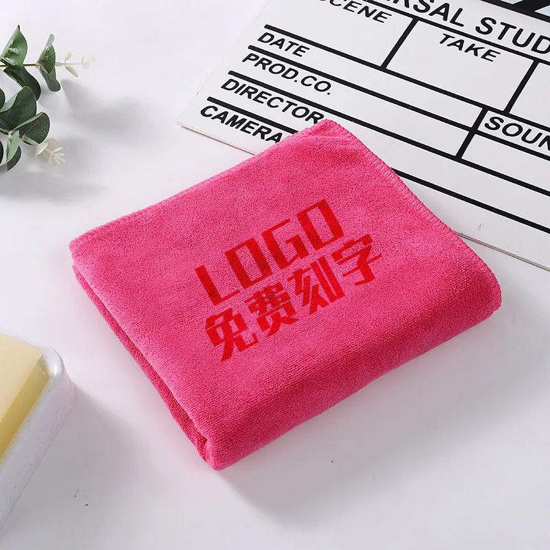 10PCS 35x75cm Custom LOGO Towels Free Laser Embossing Lettering Microfiber Beauty Salon Private Customization