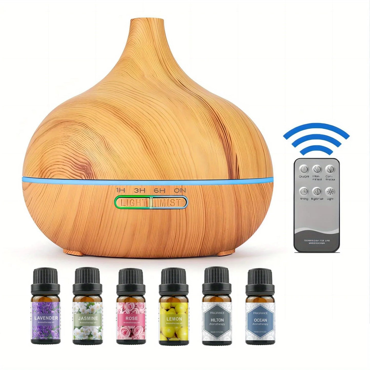 Essential Oil Aroma Diffuser with 6-Bottle 10ml Oil Set, Lavender/ Jasmine/ Rose/ Lemon/ Ocean - Great for Home, Office