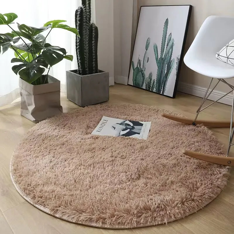 Plush round carpet for Any Room Decoration fluffy multi colored carpet non-slip