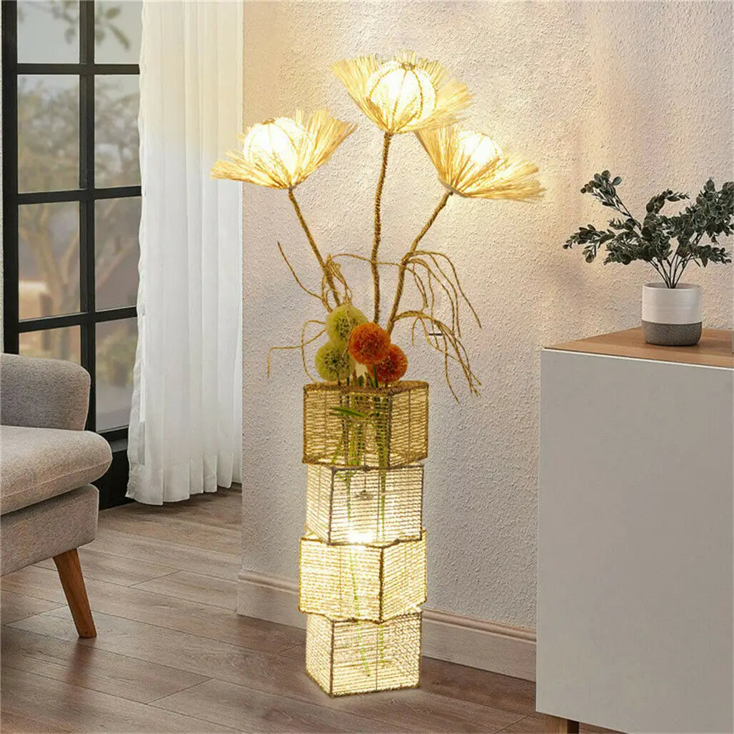 Modern Decorative Floor Lamp LED Rattan Standing Lights with Creative Design Light Tree Lantern