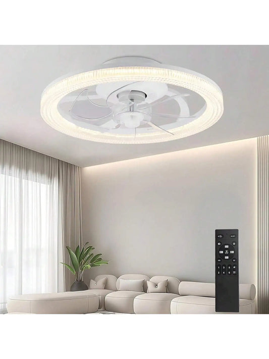 Ceiling Fans With Lights And Remote, 15.7"Flush Mount Ceiling Fan, 6Wind Speeds Low Profile Ceiling Fan With Light, Dimmable LED