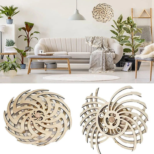 Handmade Retro Kinetic Wall Art Wooden Windmill Reversal Statue Home Decor Crafts