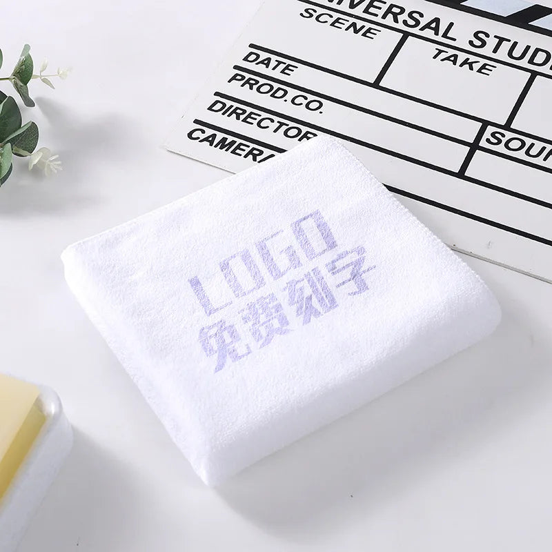 10PCS 35x75cm Custom LOGO Towels Free Laser Embossing Lettering Microfiber Beauty Salon Private Customization