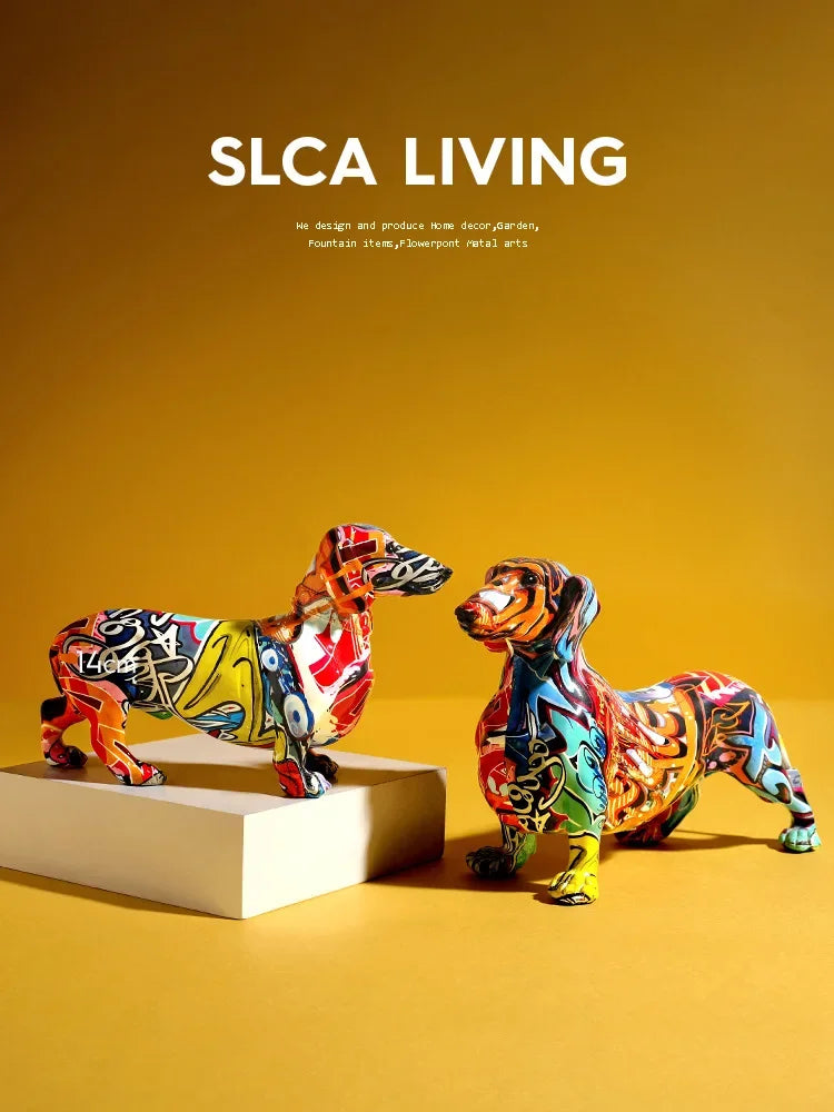 Creative Home Modern Painted Colorful Dachshund Dog Decor Perfect for all rooms