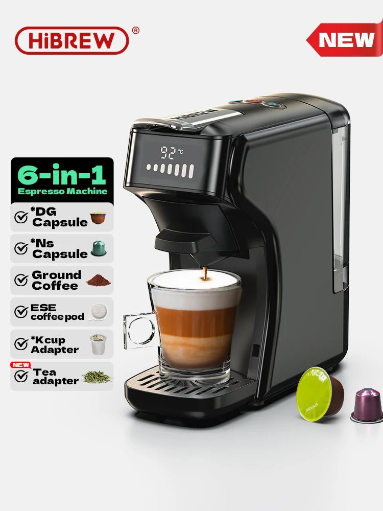6in1 Capsule Coffee Machine Multiple Espresso Cappuccino Coffee Maker Dolce Gusto Nespresso Powder