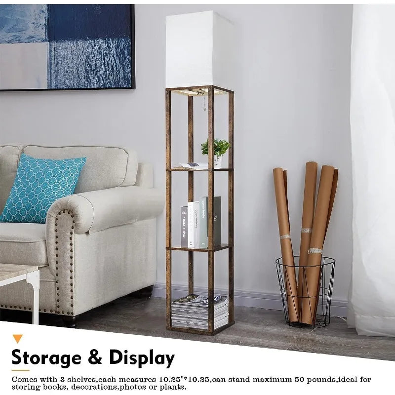 Floor Lamp with Shelves, Moderns shelves and Lamp with 3 CCT LED Bulb and Shade