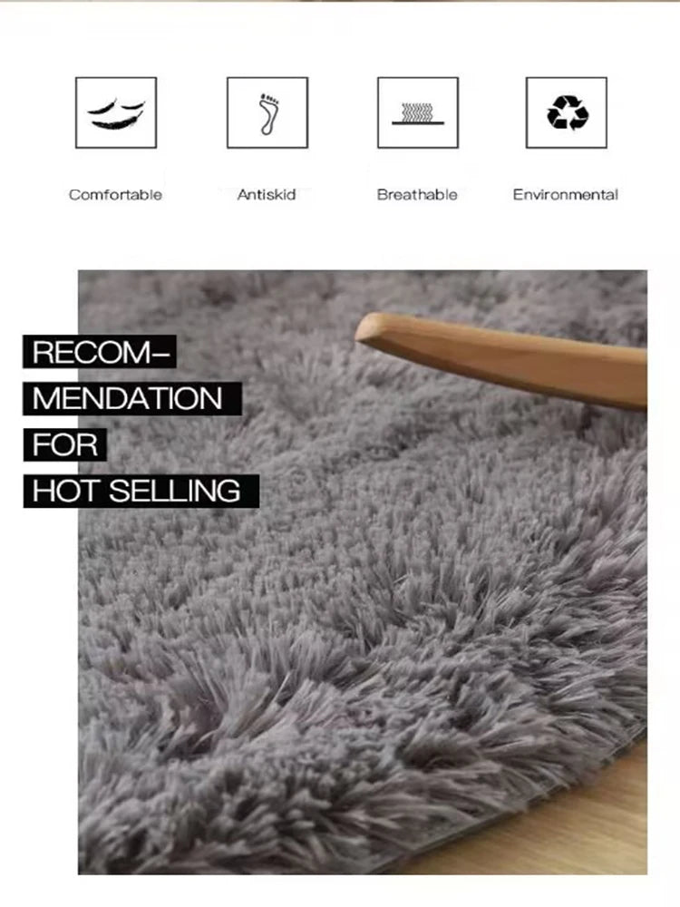 Plush round carpet for Any Room Decoration fluffy multi colored carpet non-slip